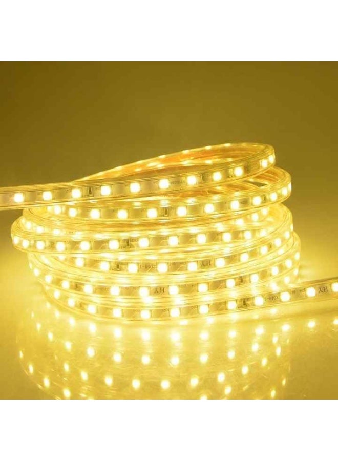 شريط إضاءة LED بطول 5 متر لون أبيض دافئ | يعمل مباشرة على 220 فولت مع قابس | مقاوم للماء ومرن | إضاءة ديكورية للاستخدام الداخلي والخارجي - Image 4